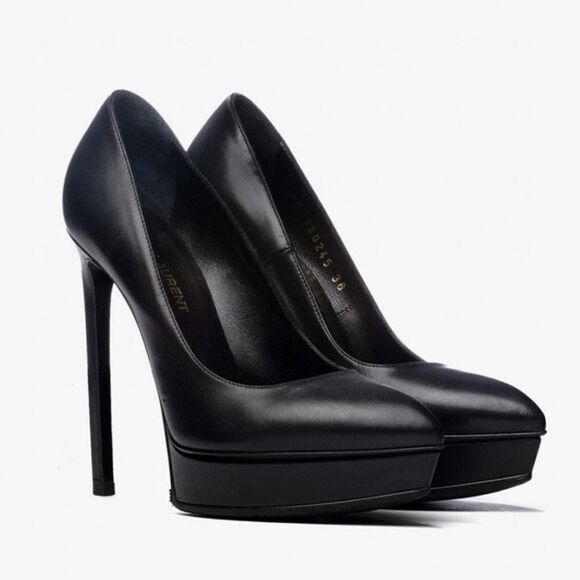 Saint Laurent Janis leather heels, size 38  Black Leather  Pre-Loved - Picture 1 of 8